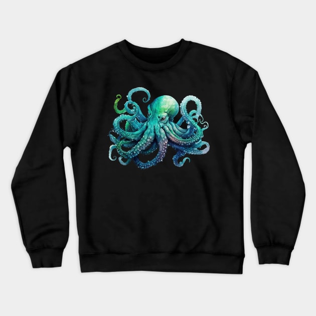 Watercolor Octopus Crewneck Sweatshirt by Chromatic Fusion Studio